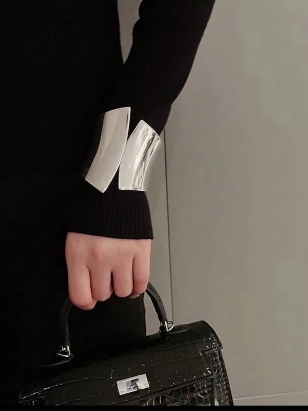 Unique Asymmetrical Wide Silver Cuff Bracelet